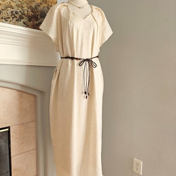 NWT Oversized Linen Blend Maxi Dress - Picture 2 of 8